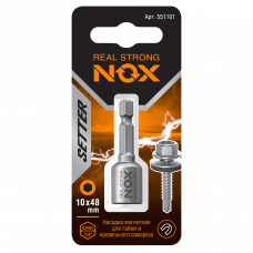 Головка торцевая NOX магнитная 10х48мм, 1 шт карта NUT SETTER